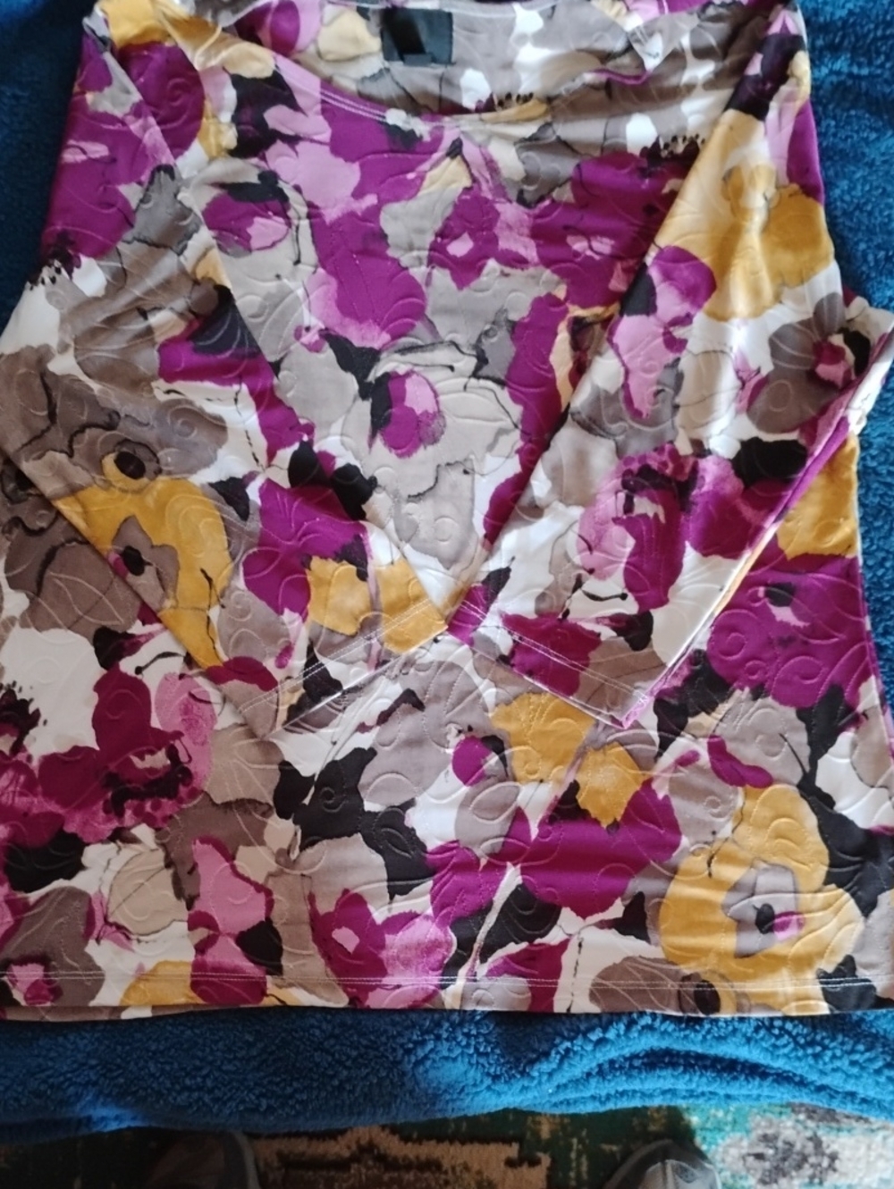 H&M Floral Top in Taupe, Pink & Mustard